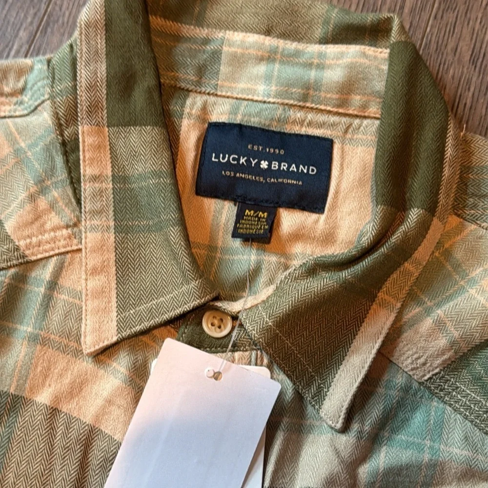 Lucky Brand Herringbone Western Workwear Button Down Shirt Medium New With Tags